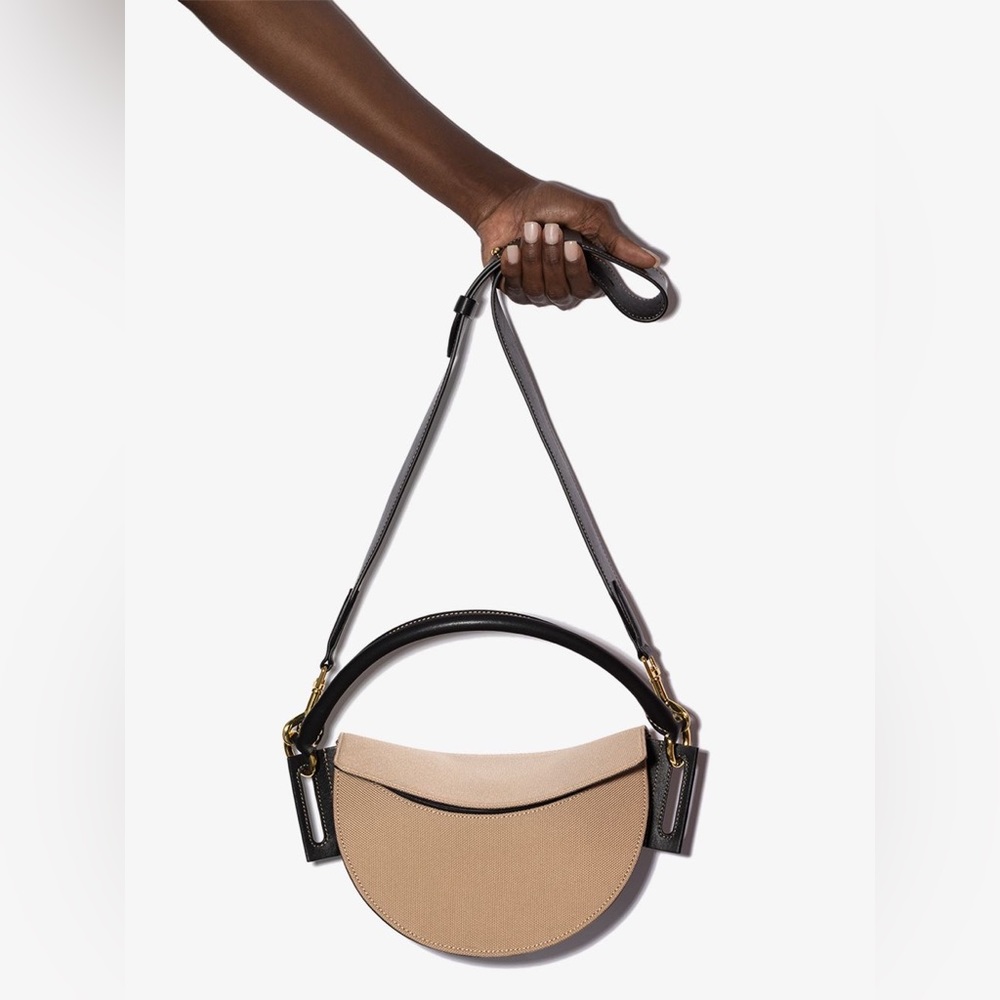 Yuzefi
Beige And Black Dip Canvas And Leather Shoulder Bag